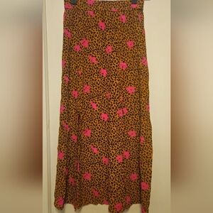 Elodie Leopard And Floral Print Pink and Brown Skirt